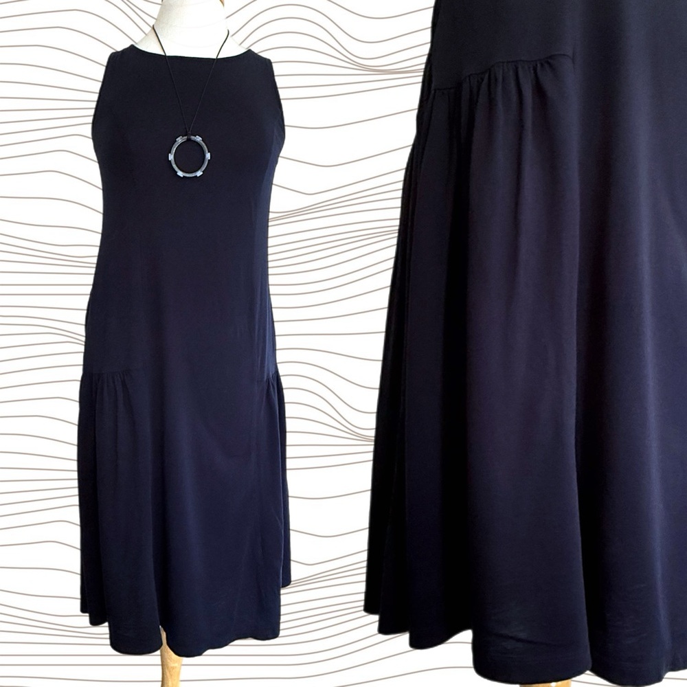 DEMYLEE NEW YORK Navy 100* Cotton Sleeveless Knit Pullover Midi Dress SZ XS